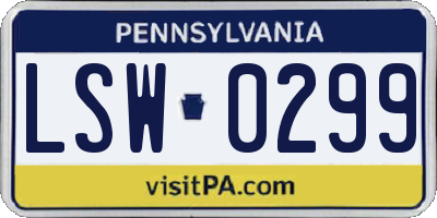 PA license plate LSW0299