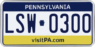 PA license plate LSW0300