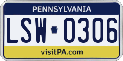 PA license plate LSW0306