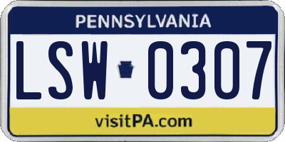 PA license plate LSW0307