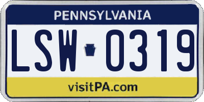 PA license plate LSW0319