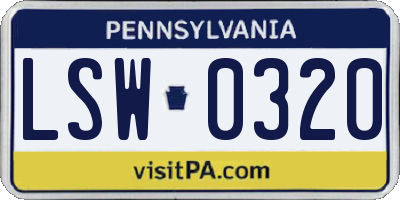 PA license plate LSW0320