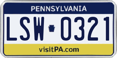 PA license plate LSW0321