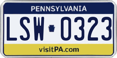 PA license plate LSW0323