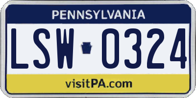 PA license plate LSW0324