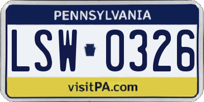 PA license plate LSW0326