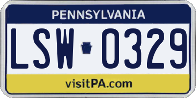 PA license plate LSW0329