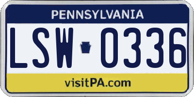 PA license plate LSW0336