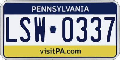 PA license plate LSW0337