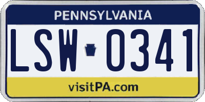 PA license plate LSW0341