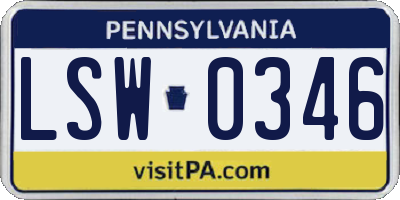 PA license plate LSW0346