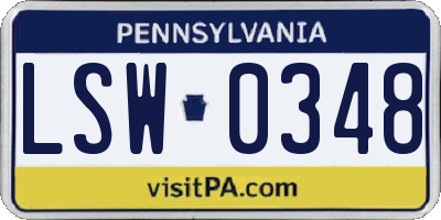 PA license plate LSW0348