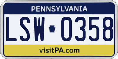 PA license plate LSW0358