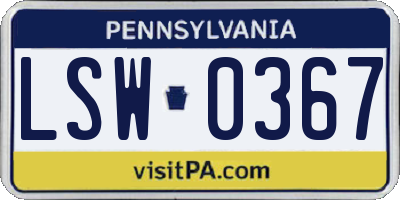 PA license plate LSW0367