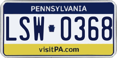 PA license plate LSW0368