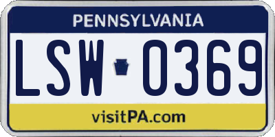 PA license plate LSW0369