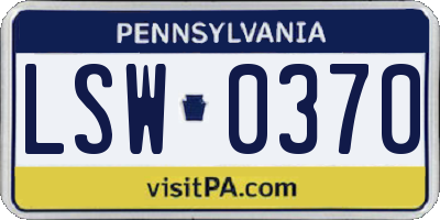 PA license plate LSW0370
