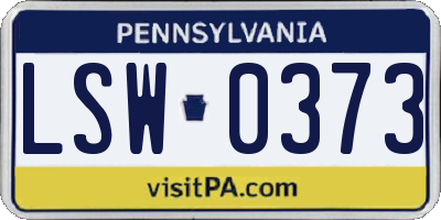 PA license plate LSW0373