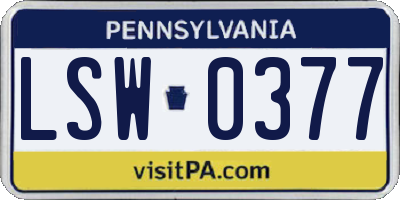 PA license plate LSW0377
