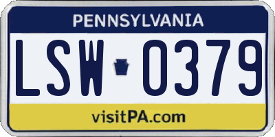 PA license plate LSW0379