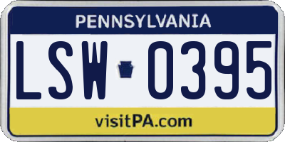 PA license plate LSW0395