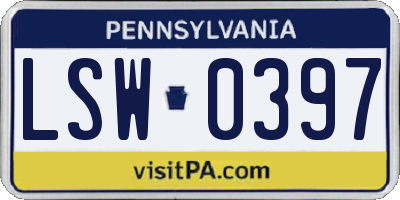 PA license plate LSW0397