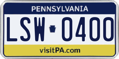 PA license plate LSW0400