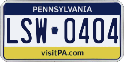 PA license plate LSW0404