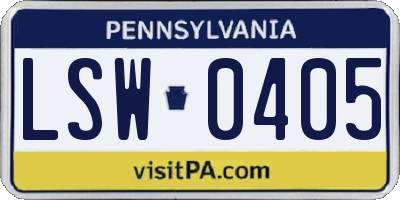 PA license plate LSW0405