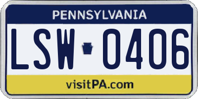 PA license plate LSW0406