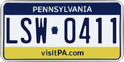 PA license plate LSW0411