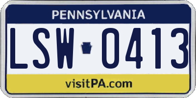 PA license plate LSW0413