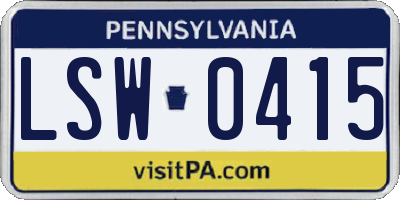 PA license plate LSW0415