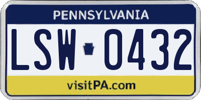 PA license plate LSW0432