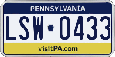 PA license plate LSW0433