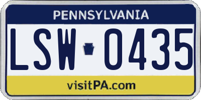 PA license plate LSW0435
