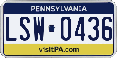 PA license plate LSW0436