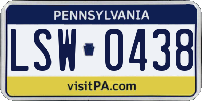 PA license plate LSW0438