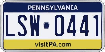 PA license plate LSW0441