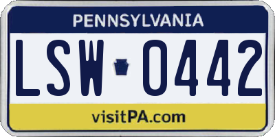 PA license plate LSW0442