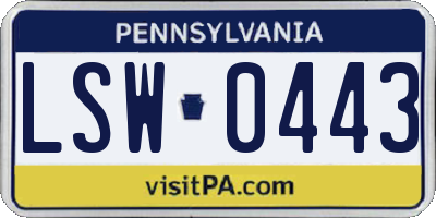 PA license plate LSW0443