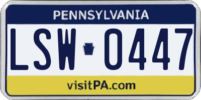 PA license plate LSW0447