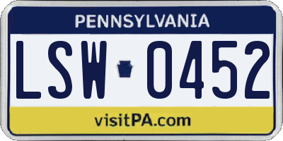 PA license plate LSW0452