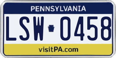 PA license plate LSW0458