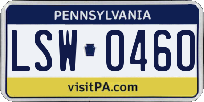 PA license plate LSW0460