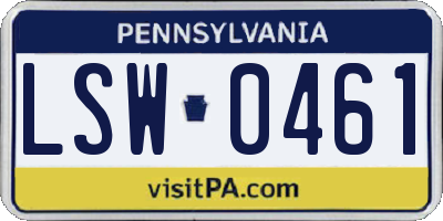 PA license plate LSW0461