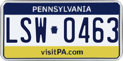 PA license plate LSW0463