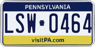 PA license plate LSW0464