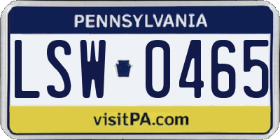 PA license plate LSW0465