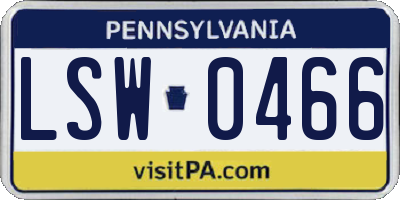 PA license plate LSW0466